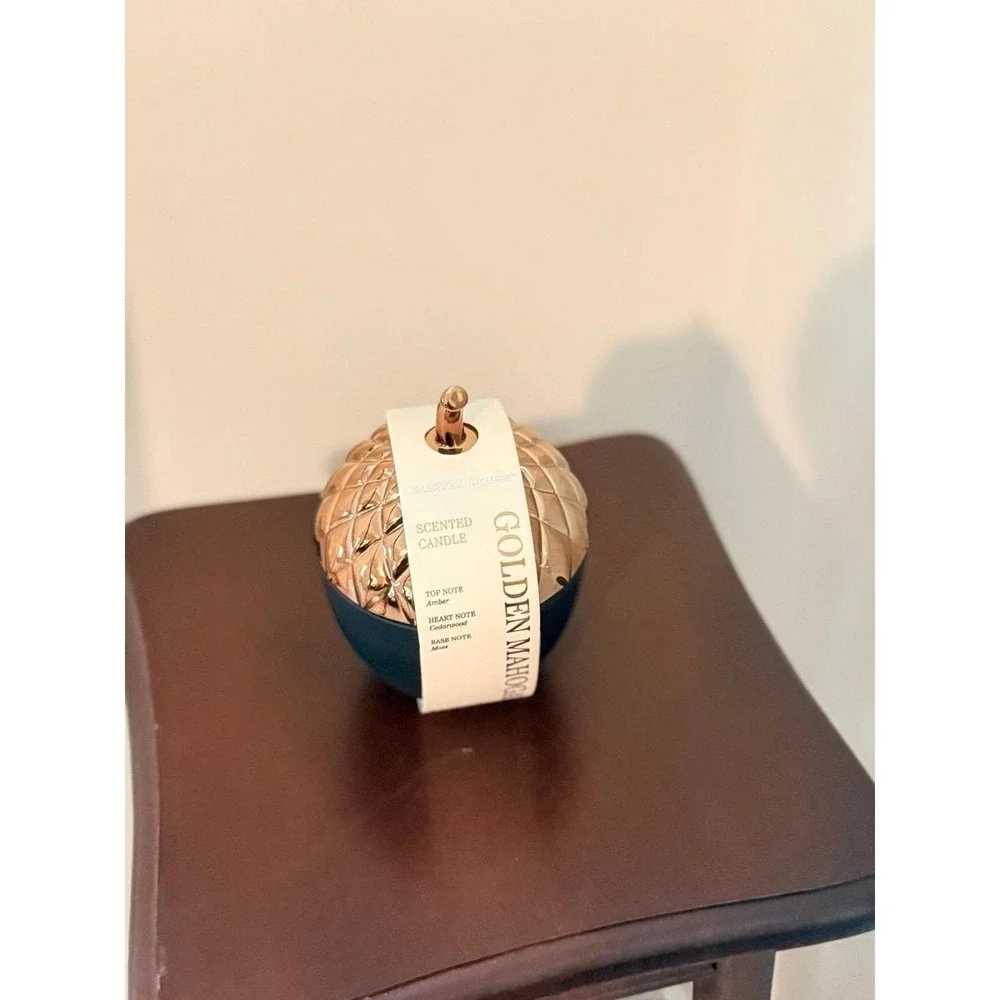 Gold & Matte Black Acorn Golden Mahogany Candle
